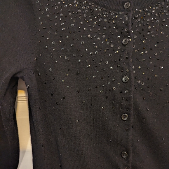 Halogen Black Sequin Scoop Neck Cardigan S - Picture 2 of 5